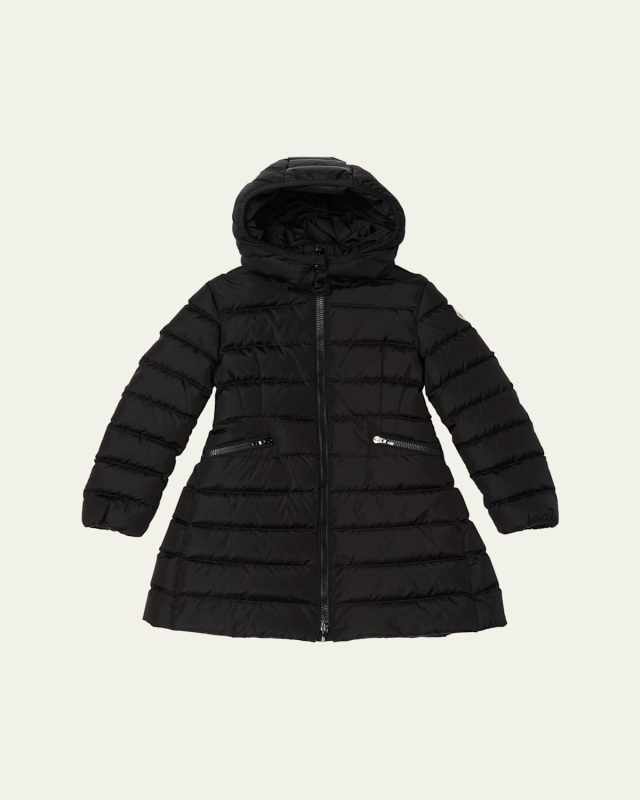 Girl's Charpal Hooded Long Down Coat, Size 4-6